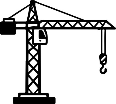 Tower Crane Construction Equipment Icon Set, Heavy Machinery and Building Equipment Collection