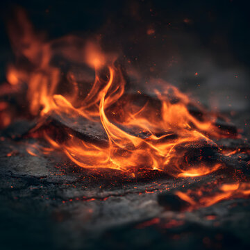 Fiery Texture Banner Background with Burning Flames and Smoke