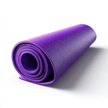 Rolled-up vibrant purple exercise mat