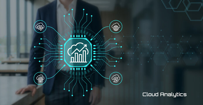 Advanced cloud analytics technology with data processing and machine learning integration for business growth