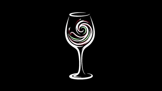 Swirling liquid in wine glass with alpha channel