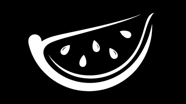 Minimalist watermelon slice graphic with seeds with alpha channel