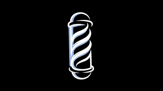 Animated barber pole with blue and white stripes with alpha channel