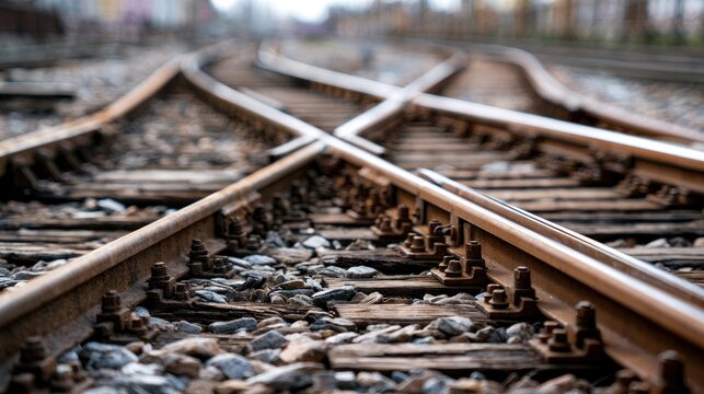 Railway tracks intersection with multiple paths