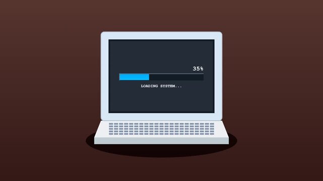 Animated laptop screen loading progress bar stock footage