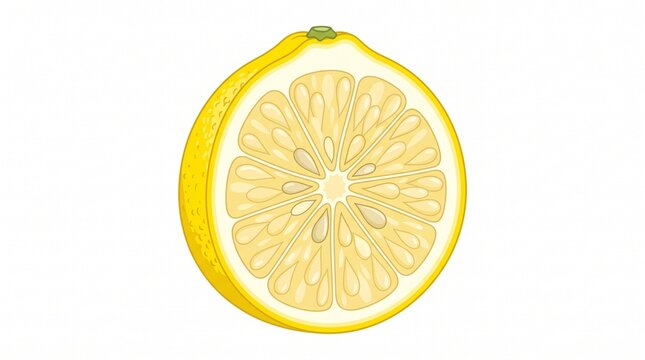 Bright yellow half lemon fruit vector illustration on white background
