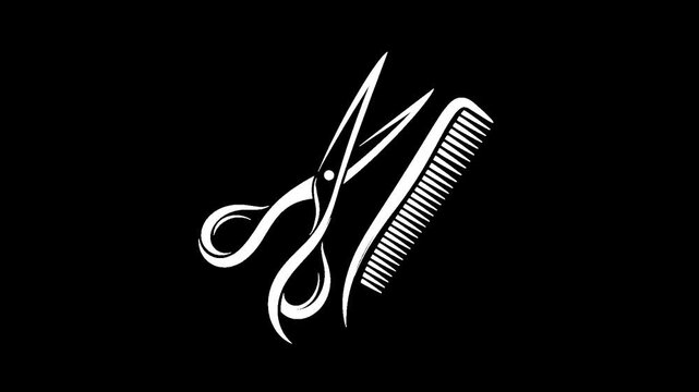 Stylized scissors and comb animation with alpha channel