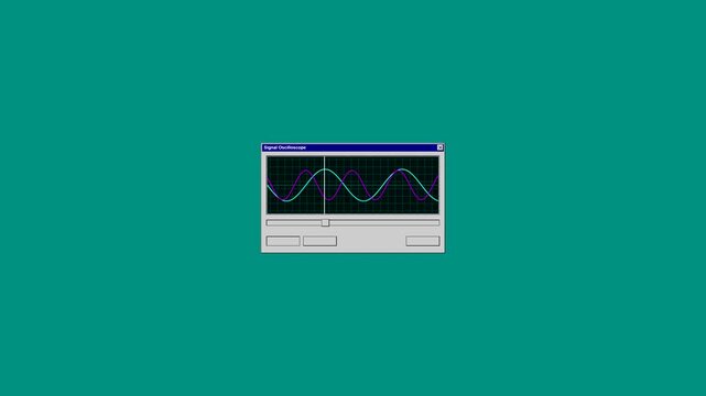 Oscilloscope screen showing animated sine wave data graphs