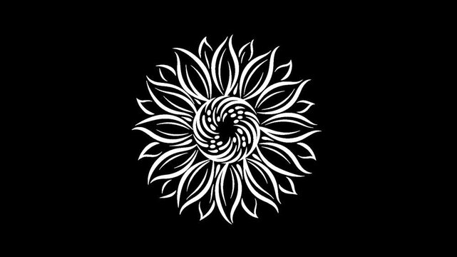 Stylized white flower blooming with alpha channel