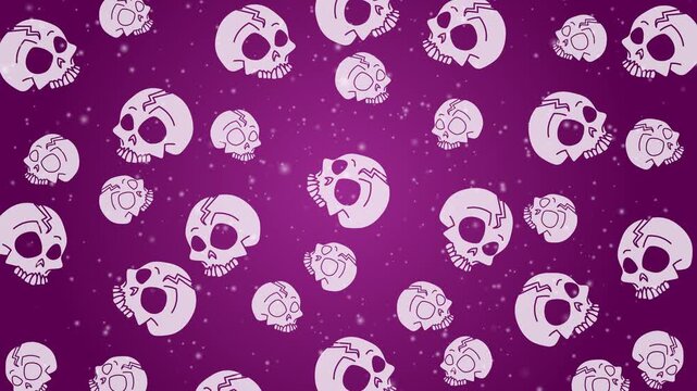 Stylized white skull pattern on vibrant purple gradient background