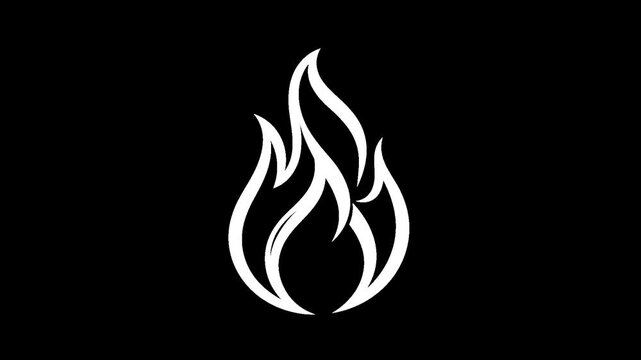 White flame outline animation with alpha channel