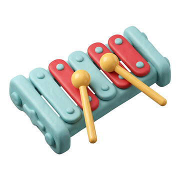 Colorful plastic toy xylophone for kids with two yellow mallets