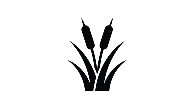 Black cattail plant silhouette icon