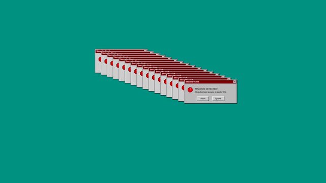 Glitch art animation of multiplying error windows