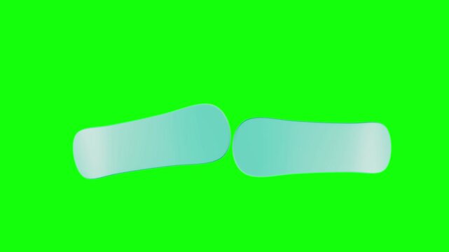 3D animated light blue silicone lash lift rods on green screen background, 4K