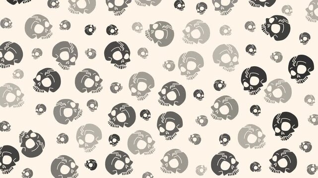 Cartoon skull pattern background moving seamlessly