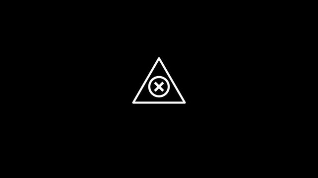 Triangle warning symbol with cross icon animation.
