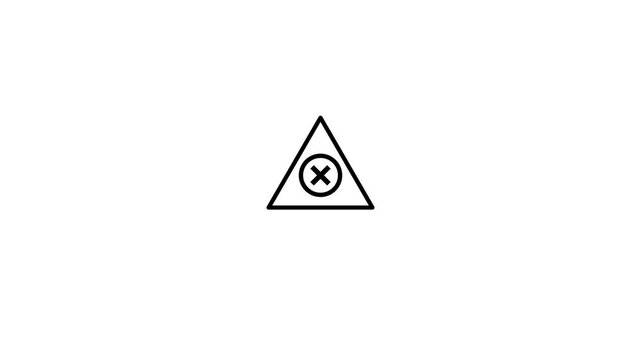 Triangle warning symbol with cross icon animation.