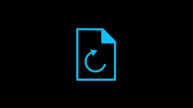 Document file icon with spinning reload symbol animation for recovery and data restoration visual.