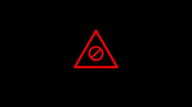 Abstract animated triangle caution symbol. Sketch warning icon for attention, alert, danger, caution, hazard, risk, error.