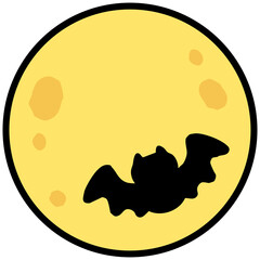 Halloween Full Moon Character, Cute Halloween PNG © salposi