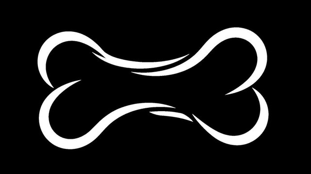 Stylized white dog bone animation with alpha channel