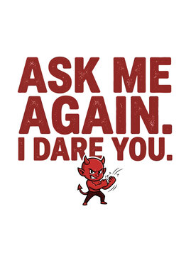 Challenging Bold Text with Devil Figure.
