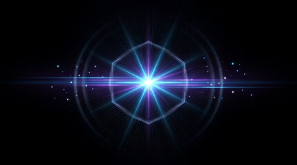 Obraz premium Futuristic Cyber Stage Cyan and Neon Purple Anamorphic Flare