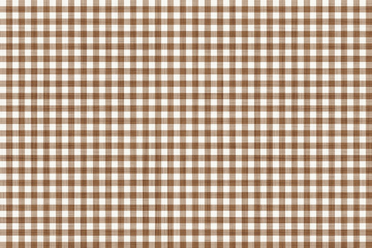 Seamless brown and cream gingham checkered fabric texture for cozy home textile.