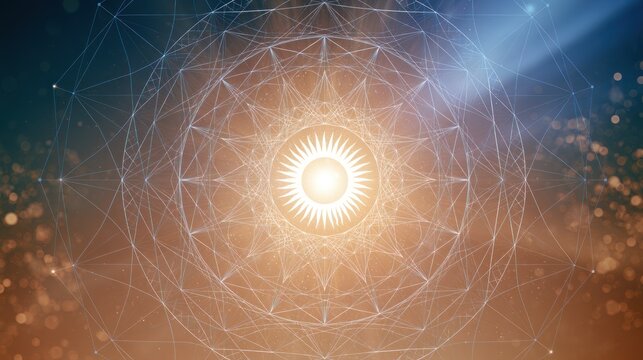 Geometric sun mandala light pattern