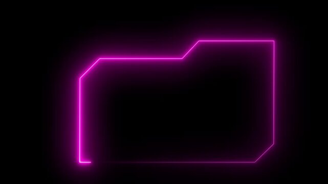 neon folder icon outline on black background with copy space image , Abstract background with space for your text.