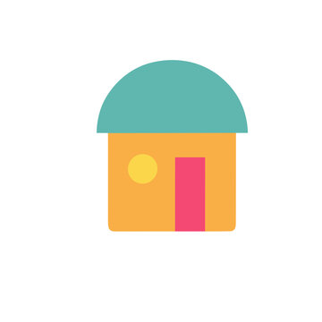 Simple flat house icon with dome roof