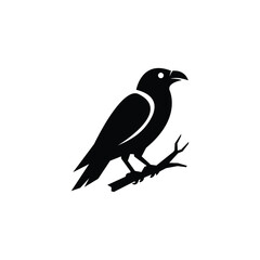 Obraz premium Black Crow Raven Bird Silhouette Halloween Vector Icon Design Logo
