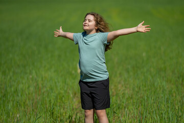 Obraz premium Relaxation feels natural in green grass. Relaxation supports mindful child wellness. Outdoor relaxation creates peaceful mood. Summer relaxation brings healthy happiness.