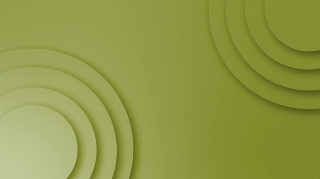 Abstract background with layered circular paper shapes in the corners and soft shadows animation
