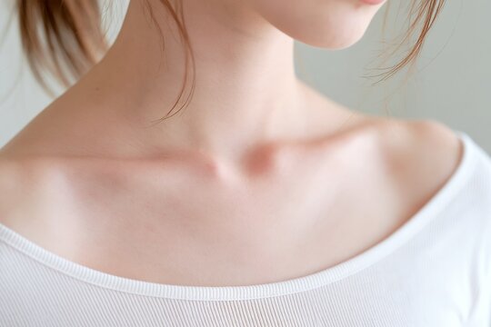 透明感あふれる女性の美しい首筋と健康的な鎖骨