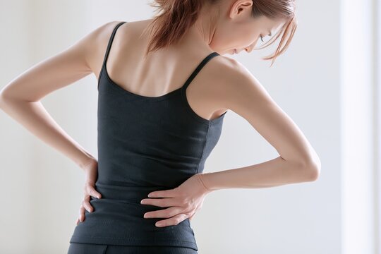 腰痛に苦しむ若い女性が健康を意識し身体を労わる