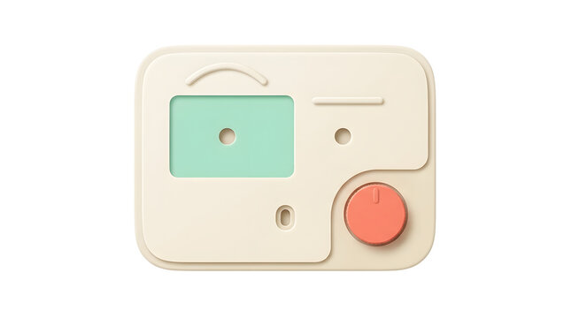 Abstract 3D device and minimalist gadget on white background for interface design, user experience and technology mock-up. Soft clay style, creative element and industrial product icon for app.