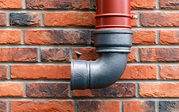 Gas heating exhaust pipe mounted on brick wall, representing home heating, ventilation, energy use, and residential building infrastructure