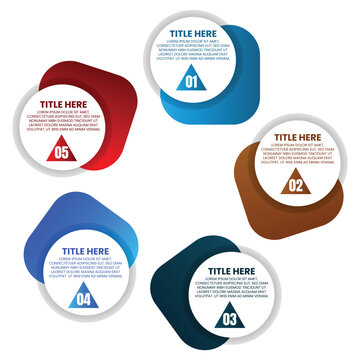 Five Part Organic Infographic with Curved Shapes and Numbered Information Areas