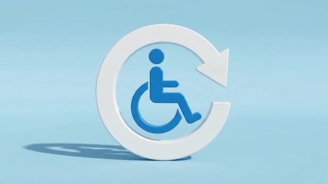 Modern Accessibility Symbol with Circular Arrow on Minimalist Blue Background &ndash; Inclusive Design Concept