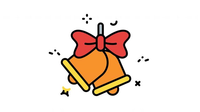Golden christmas bells with red bows on transparent background