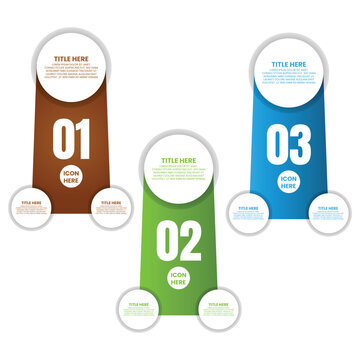Three Level Vertical Branch Infographic with Numbered Sections and Connected Labels
