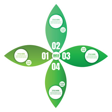 Four Part Leaf Shape Infographic with Numbered Sections for Business Presentation