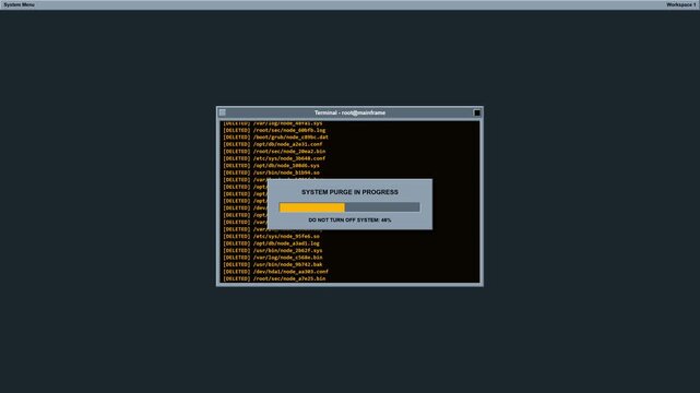 Digital System Purge Command Wiping Data on a Terminal Screen Culminating in a Critical Kernel Panic Error