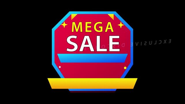 Mega sale promotional banner with exclusive discount offer and fifty percent off text sale sign retail