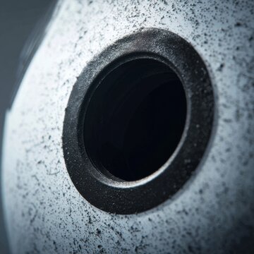 Macro shot of football valve with removed needle scratches Canon