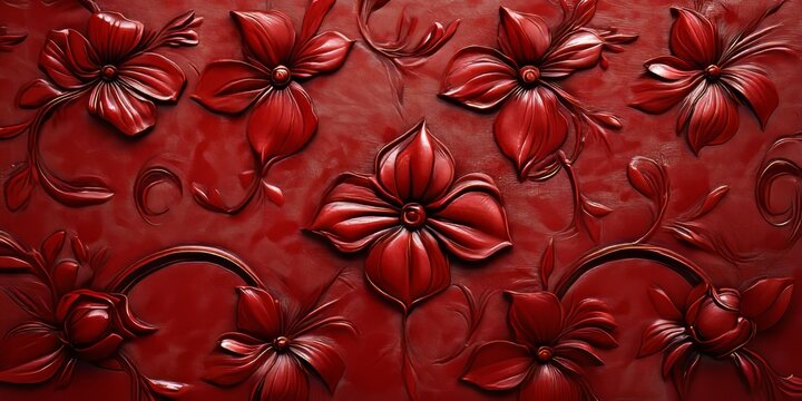 High-resolution, high-detail, high-quality texture and pattern in a red banner design, Generative AI