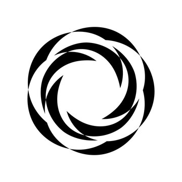 Black and White Swirl Spiral Vector Illustration, Abstract Circular Symbol, Decorative Pattern, Silhouette Shape and Tribal Graphic Design Element