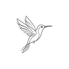 Obraz premium Minimalist Continuous Line Illustration of a Hummingbird